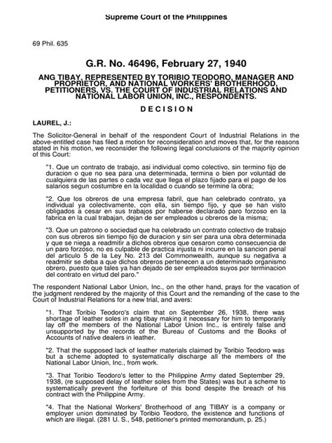 Case Brief: Ang Tibay vs. CIR .